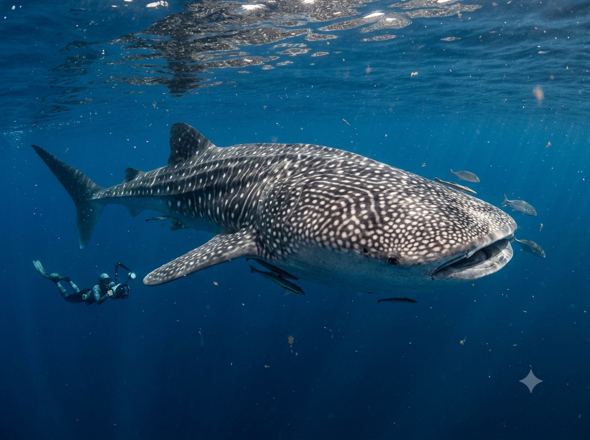 Plongé touristique avec un requin baleine